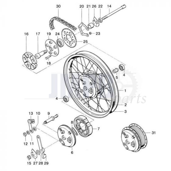 Rear wheel Spoked 160MM Kreidler RS