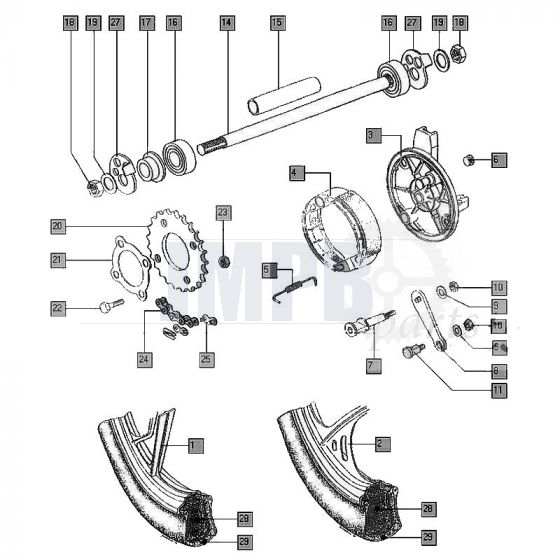 Rear wheel Tomos Flexer until 2006