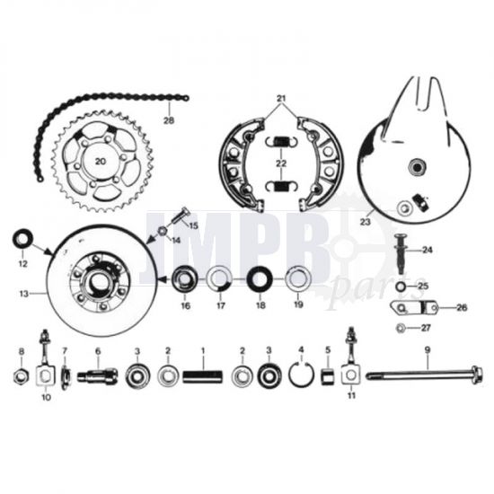 25. Zundapp 529 Rear wheel hub 150MM