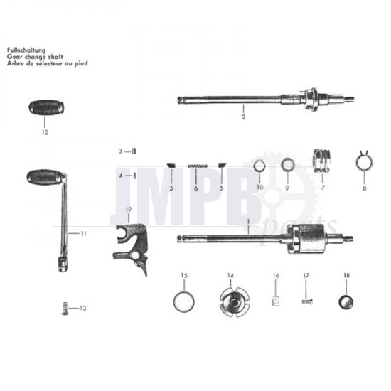 Foot gear axle Zundapp 517 3/4 Gears